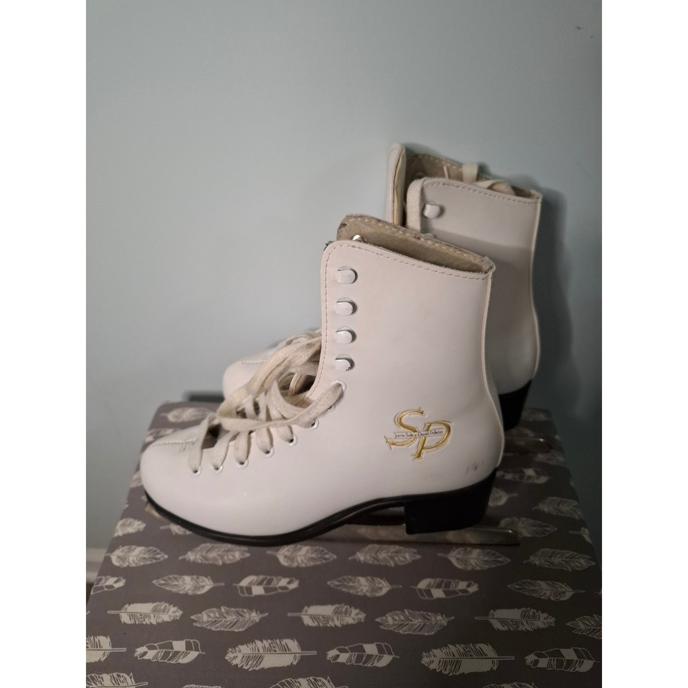 VNTG Jamie Sale David Pelletier SP Ice Skates White Lace Up Girls Sz 5 AGS Blade